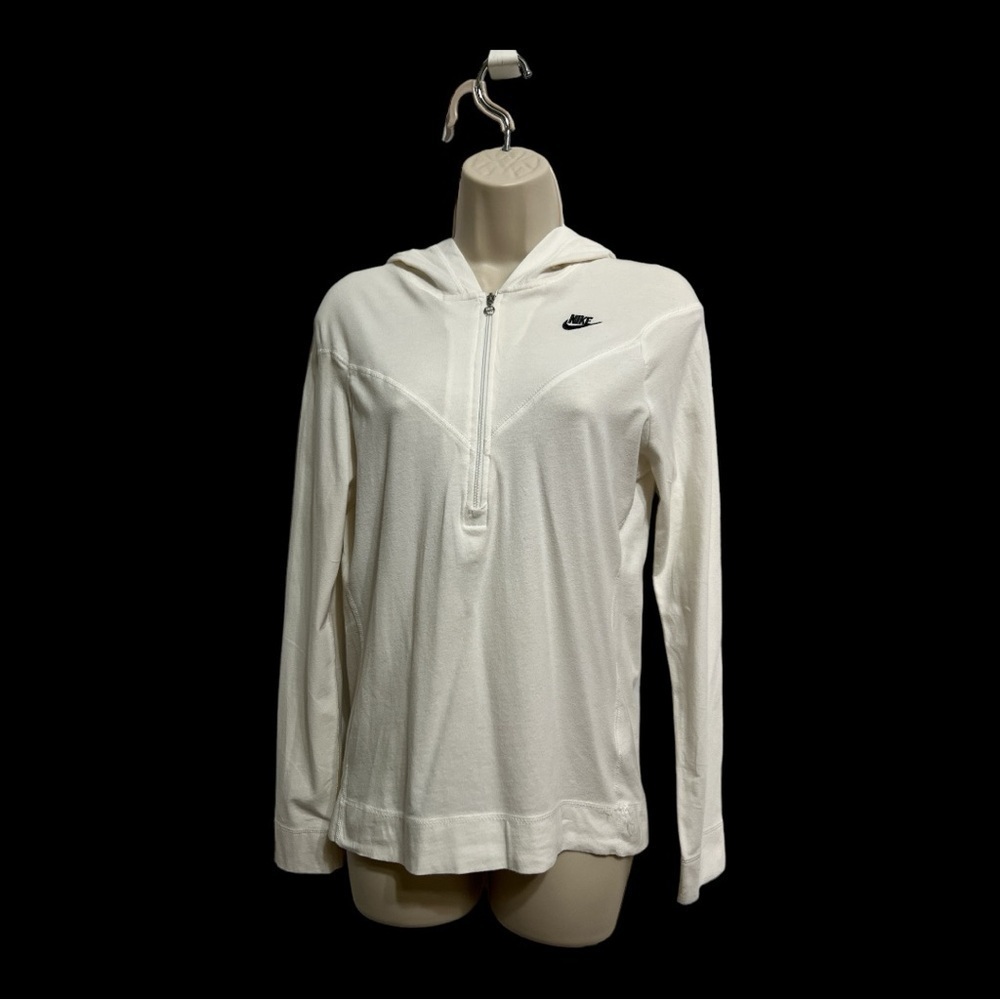 Nike Lightweight Cotton Long Sleeve Zippered Hoodie White Size M